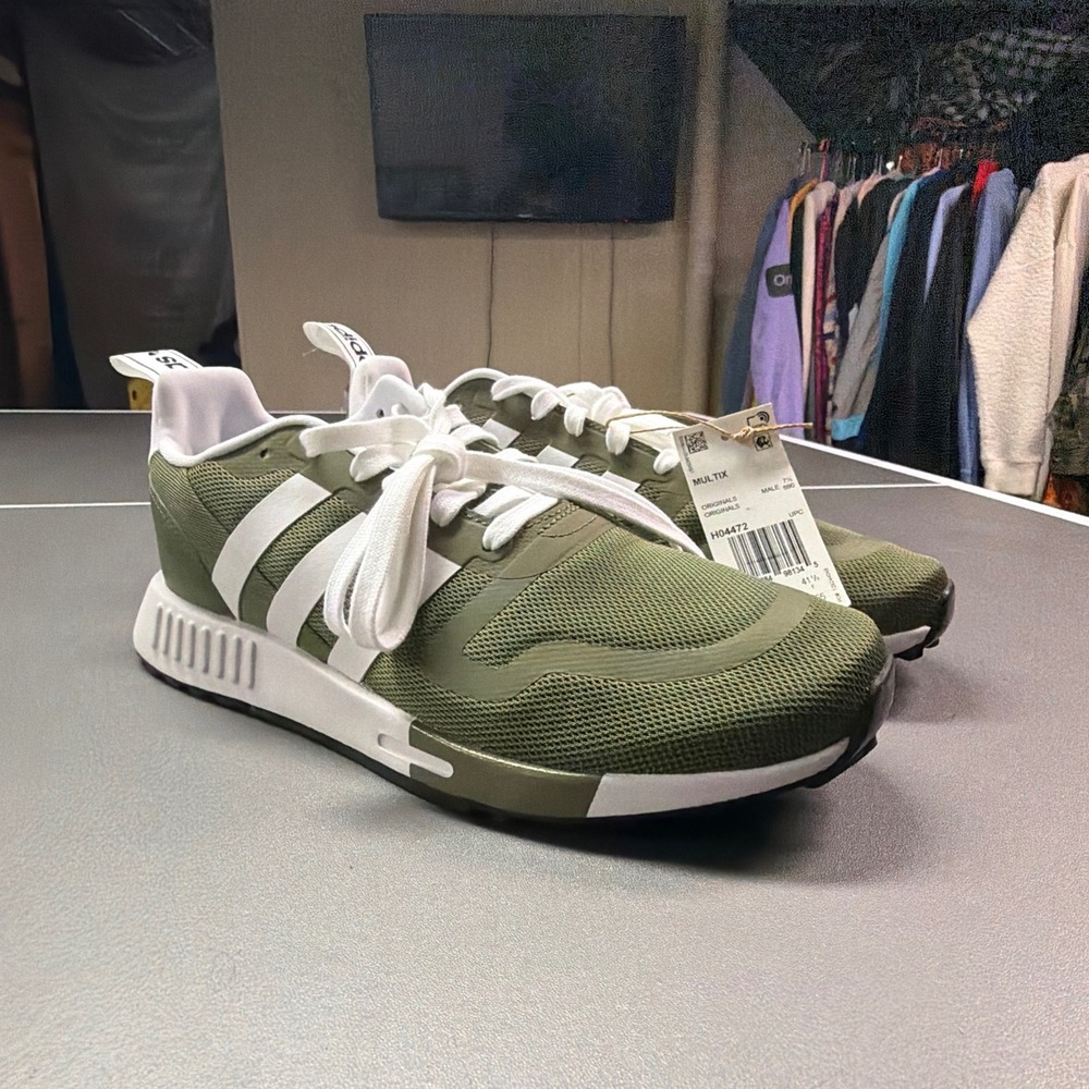 Adidas Multix Olive Green White Sneakers Men's Size 8 Athletic Running Shoes NWT